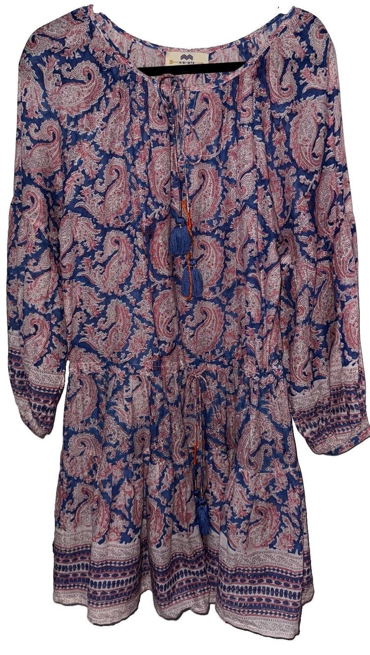 Nibi Mtk Farron Floral Dress Silk Blend Boho XS/S Coastal Beach Cottagecore $180